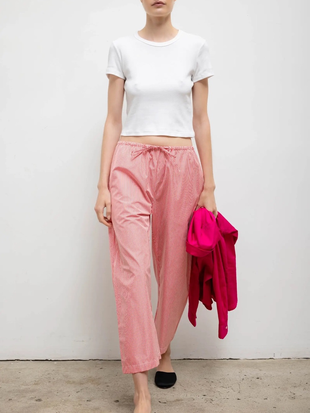 LESET Yoshi Stripe Crop Drawstring Pant Size L